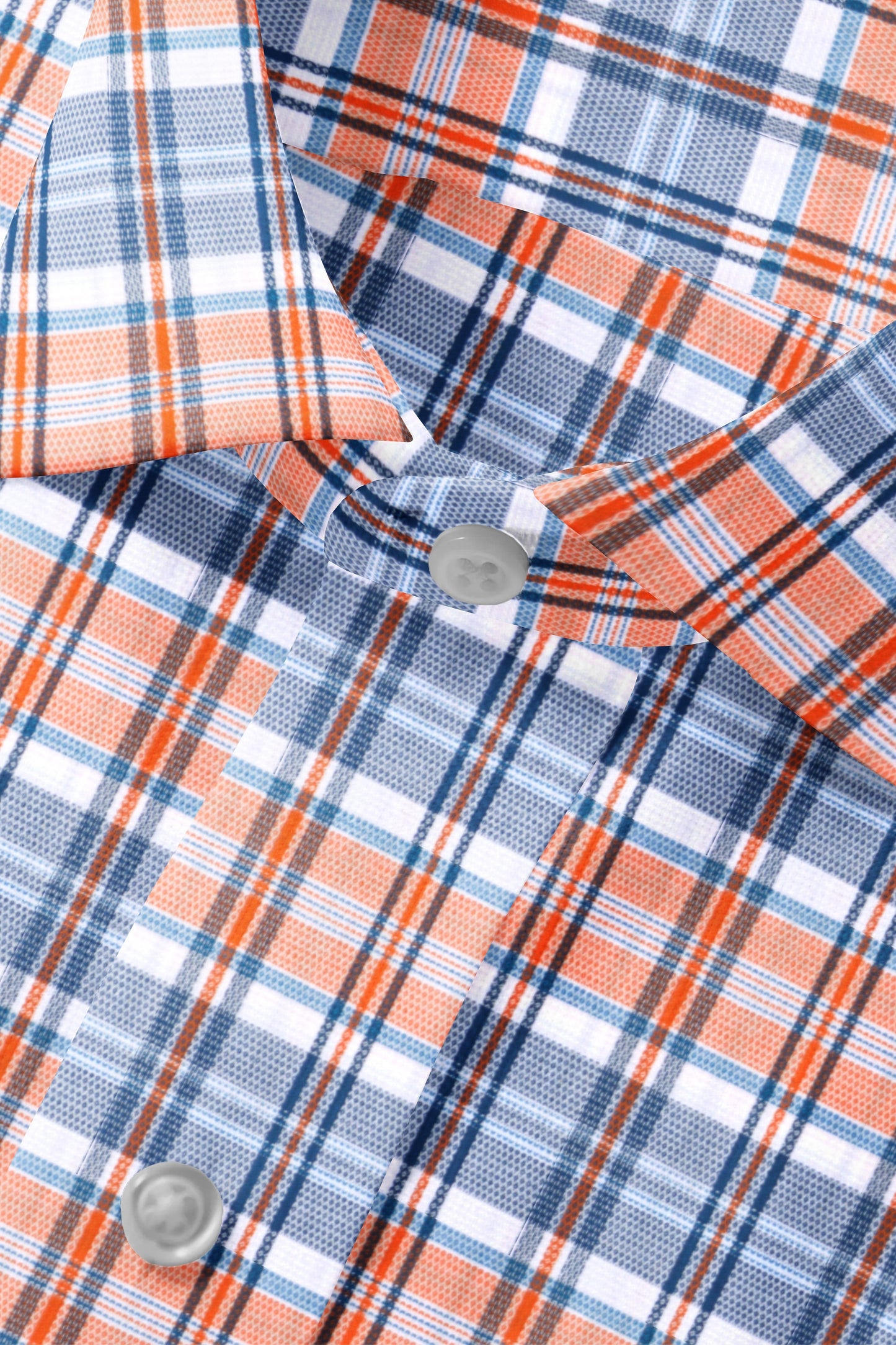 Orange & Blue Plaid Check Shirt
