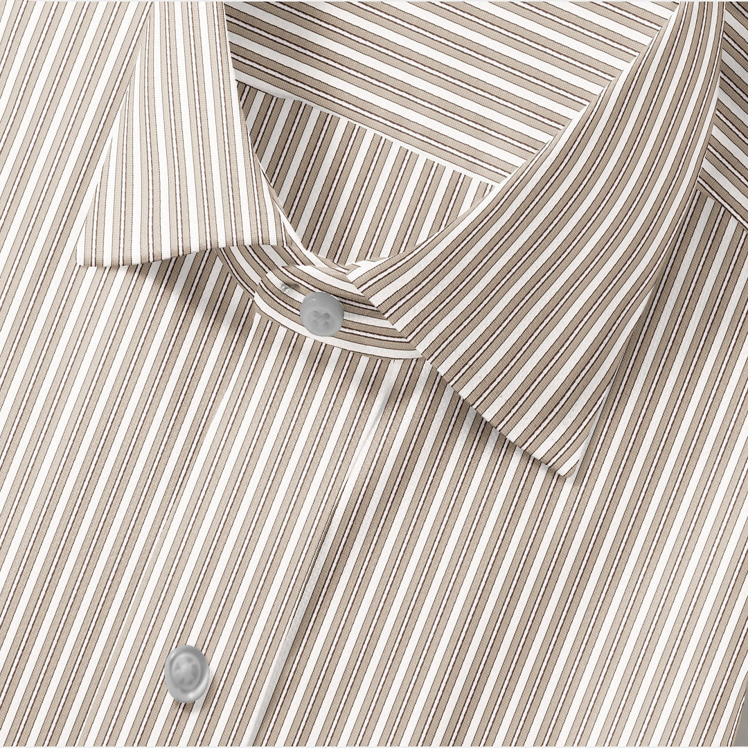 Beige Blend Striped Shirt