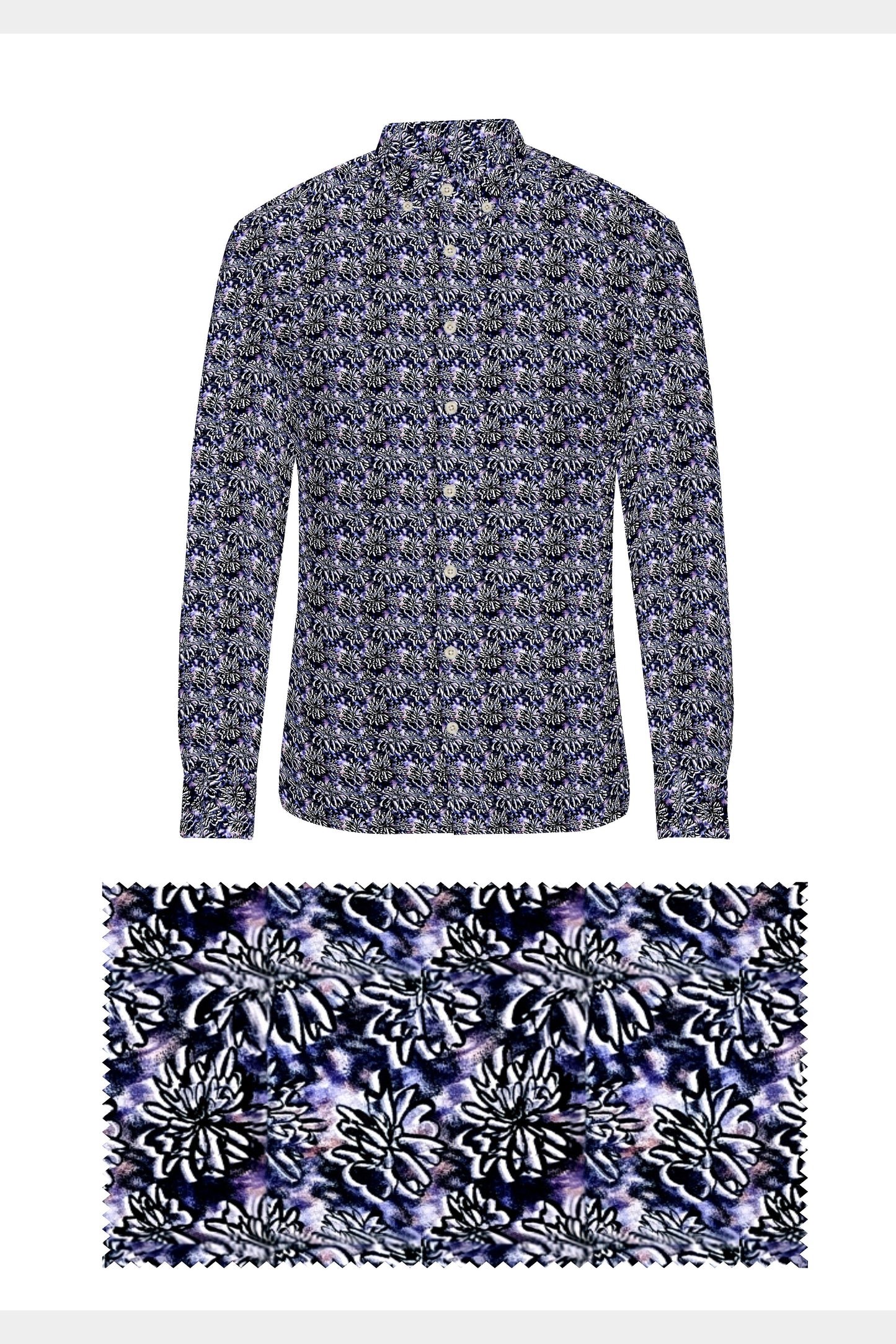 Digital Deep Purple Flower Print