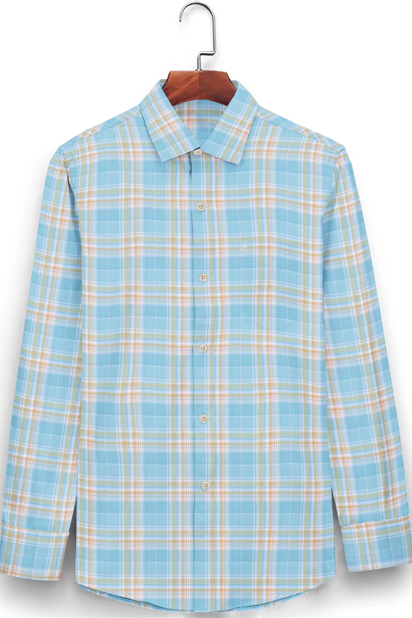 Tea Green and Bisque Tartan Check Shirt