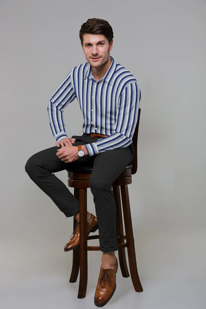 Berry & Cloud Color Chalk Stripe Shirt