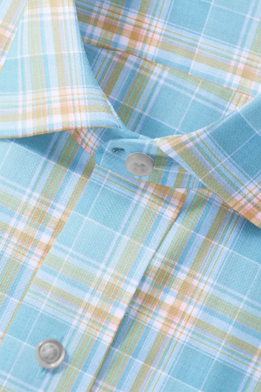 Tea Green and Bisque Tartan Check Shirt