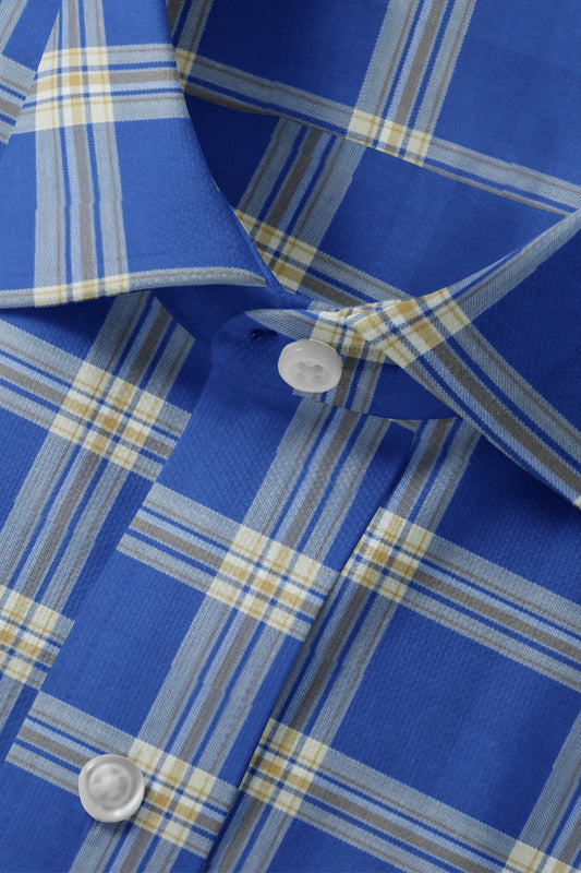 Cobalt Blue Window Pane check Shirt