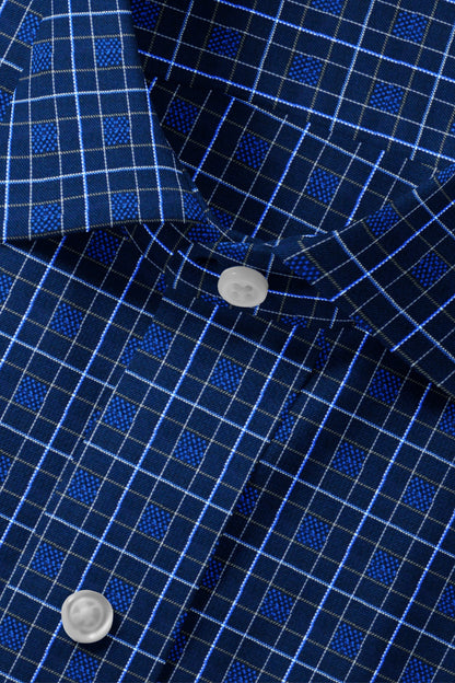 Midnight Blue Dobby check Shirt