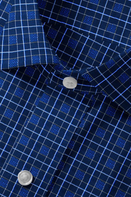 Midnight Blue Dobby check Shirt