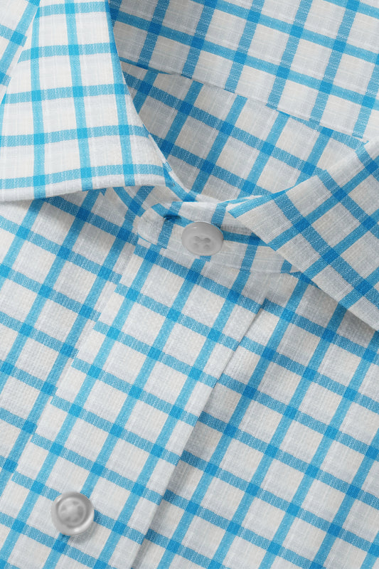 Cotton Linen Aqua checked