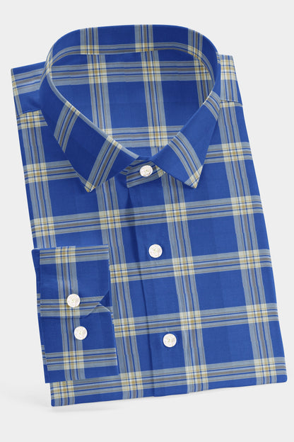 Cobalt Blue Window Pane check Shirt