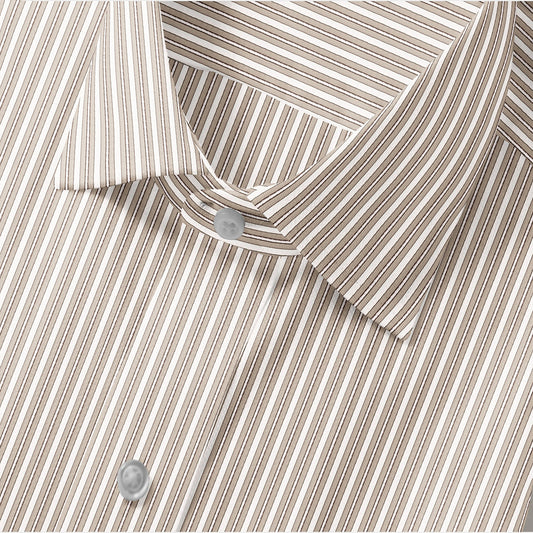 Beige Blend Striped Shirt
