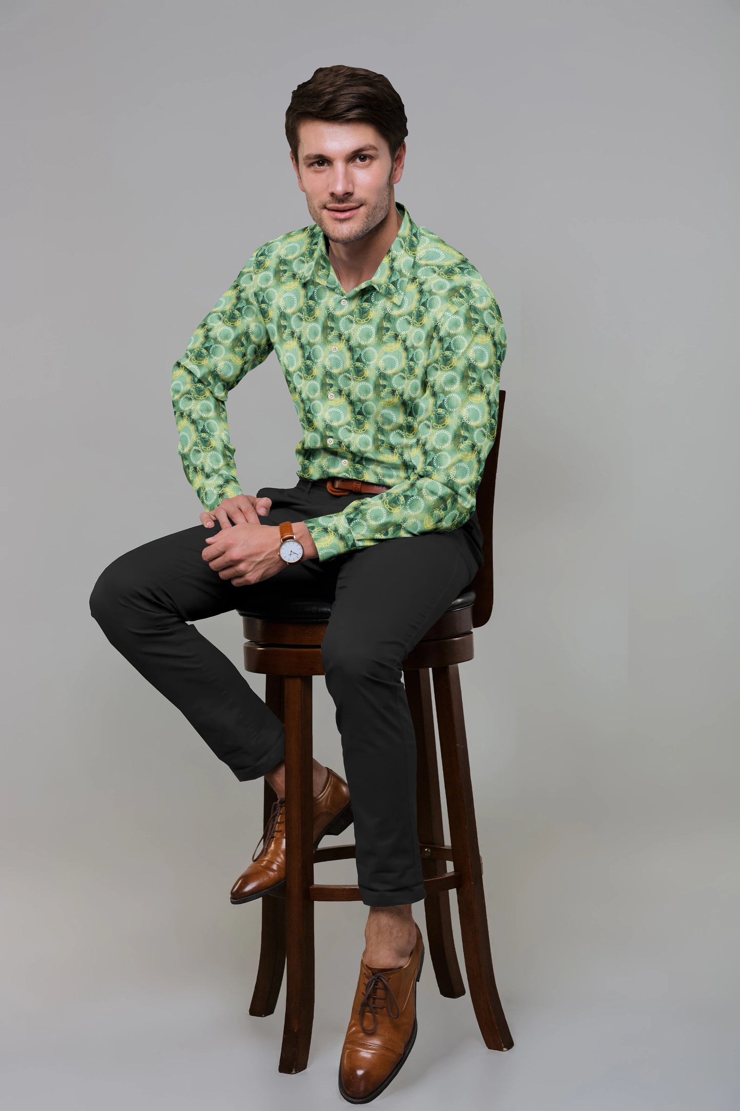 Seafoam Printed Linen Shirt