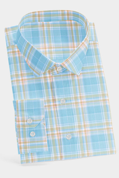 Tea Green and Bisque Tartan Check Shirt