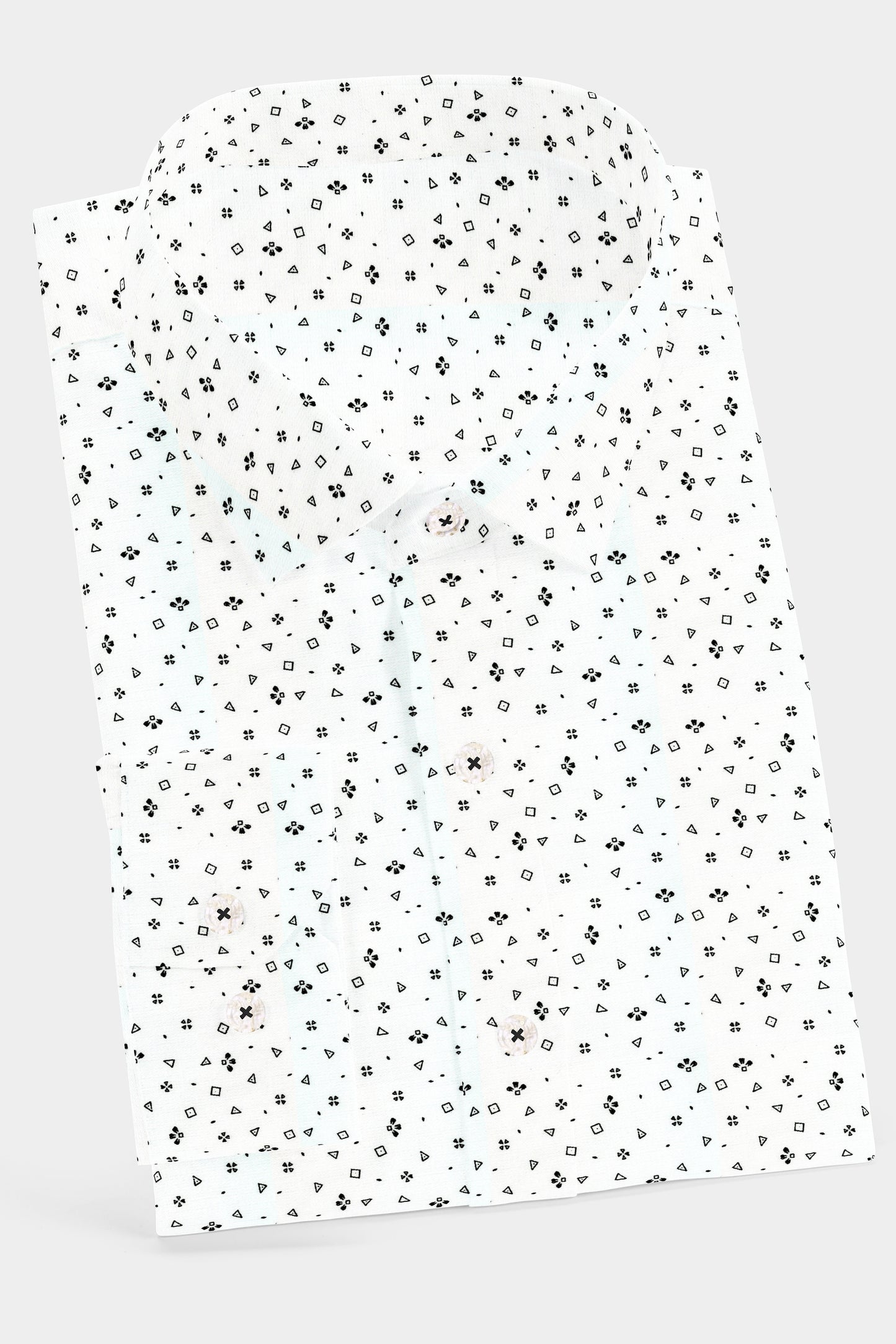 Geometric Print White on Black Shirt