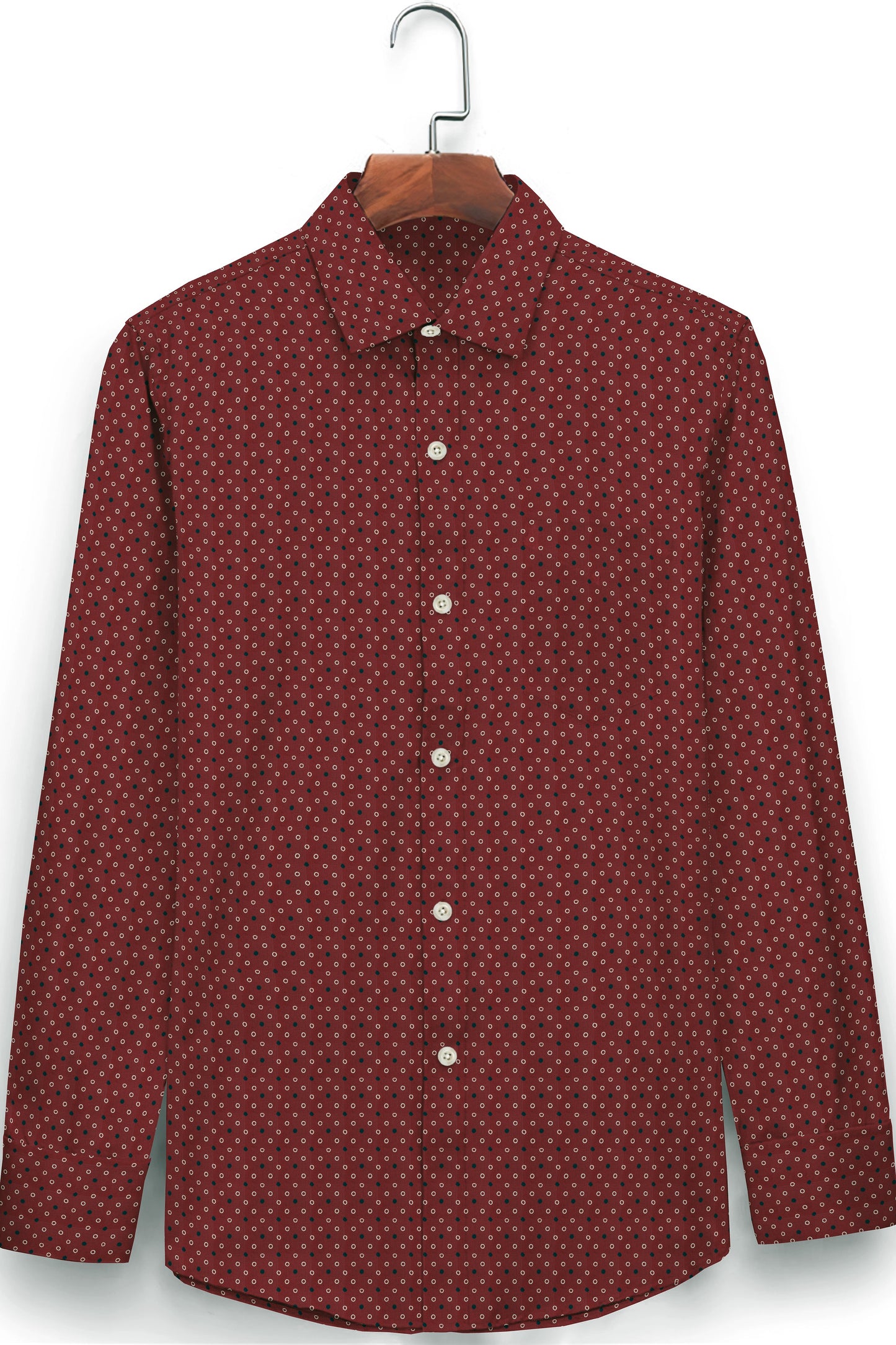 Scarlet Red Black and White Dots Print Shirt