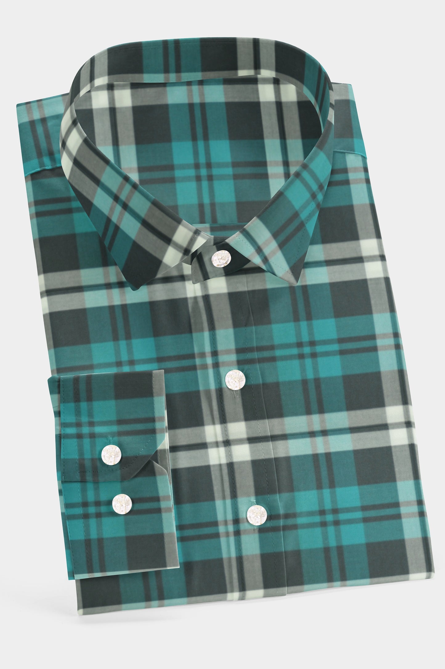 Blue Green Window Pane Check Shirt