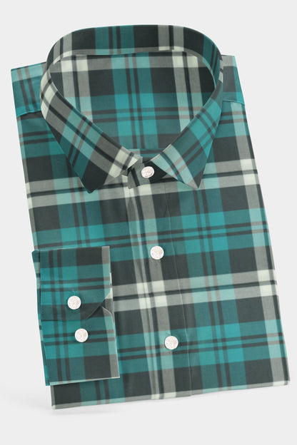 Blue Green Window Pane Check Shirt
