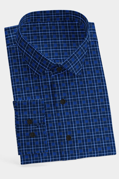 Midnight Blue Dobby check Shirt